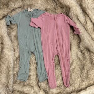 Kyte Sage and Dusk Zip Rompers, Bamboo 0-3m